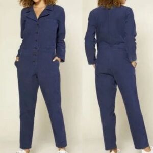 Outerknown S.E.A. Linen Organic Cotton Blue Utility Jumpsuit Coveralls Size S